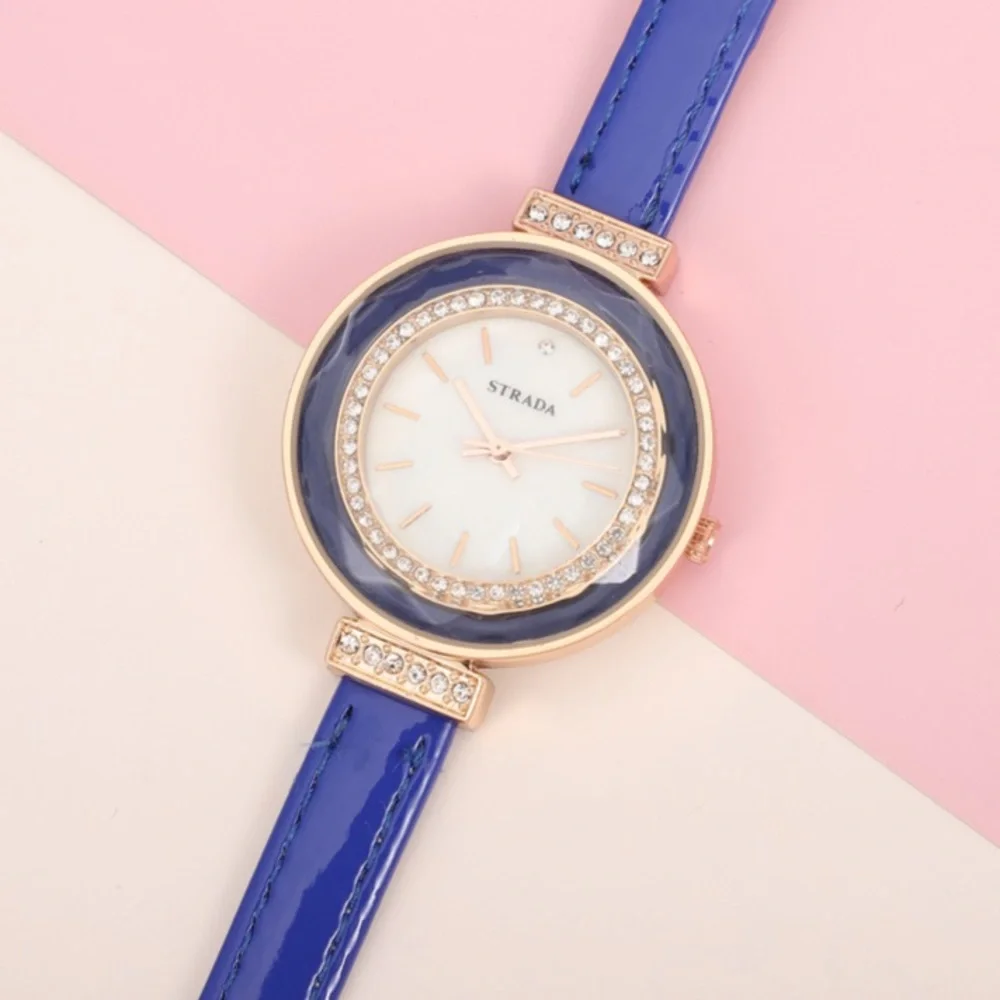 Blue Watch with White Austrian Crystals